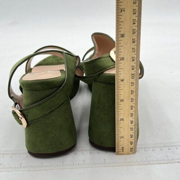 Women's Platform Heels Sandals Block Chunky High Heeled Suede Sandal  Green - Picture 4 of 6